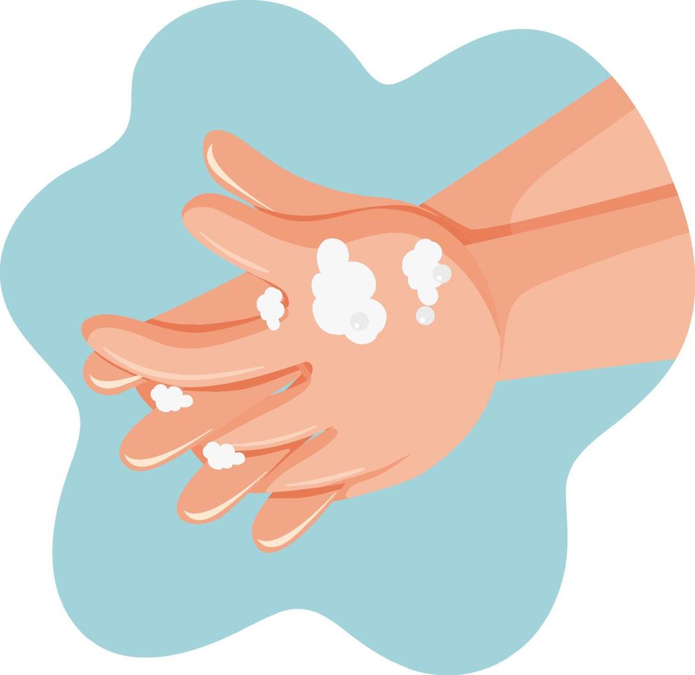 Hands washing with foaming hand soap vector