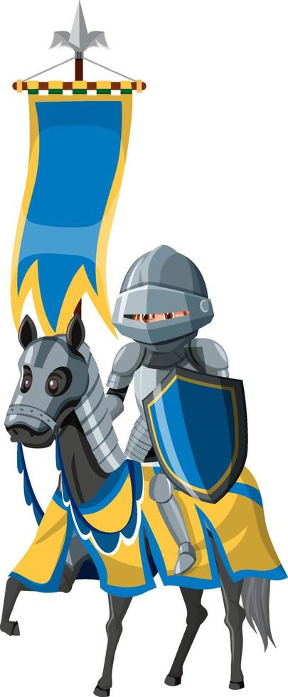 Medieval knight riding a horse on white background vector