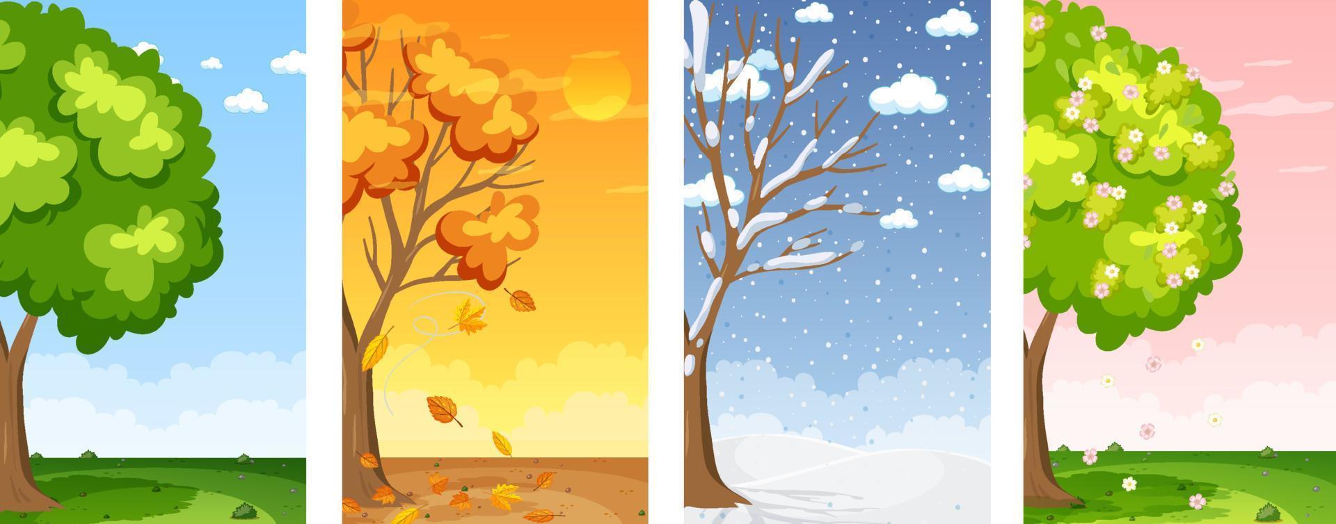 Set of four seasons backgrounds vector
