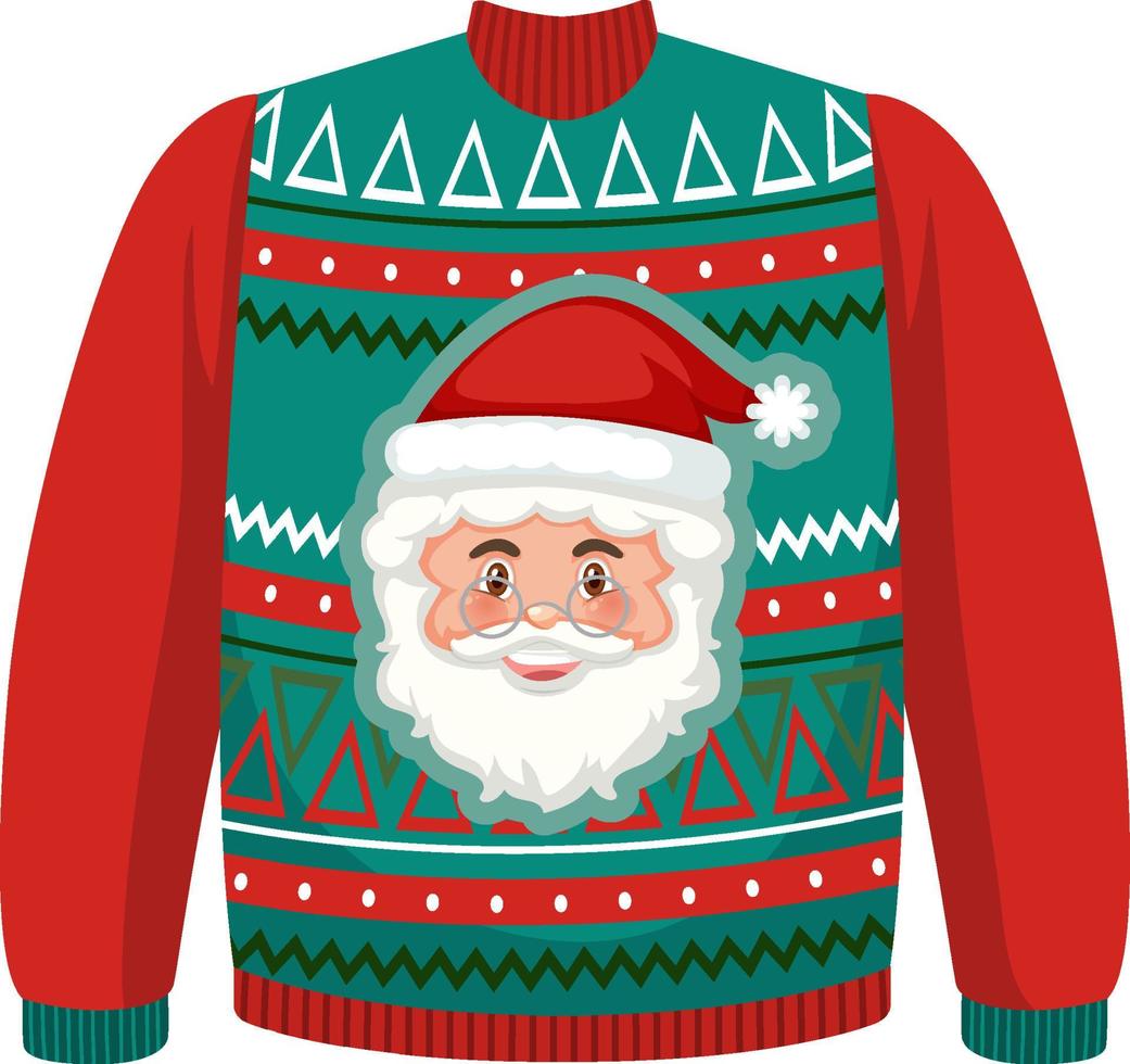 Christmas sweater with Santa Claus pattern vector