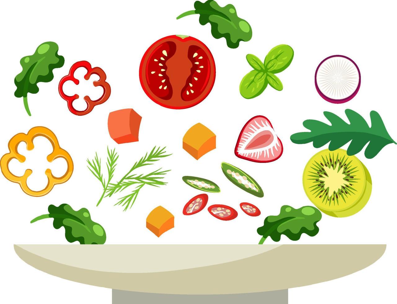 Vegetable salad on white background vector