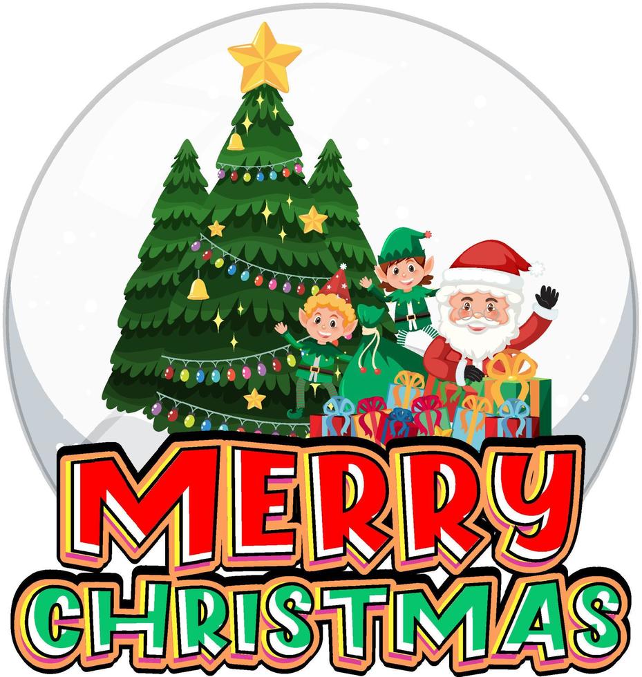 Santa Claus in snowdome with Merry Christmas logo vector