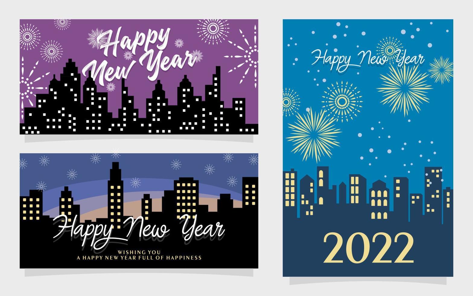 Happy New Year Banner Set vector