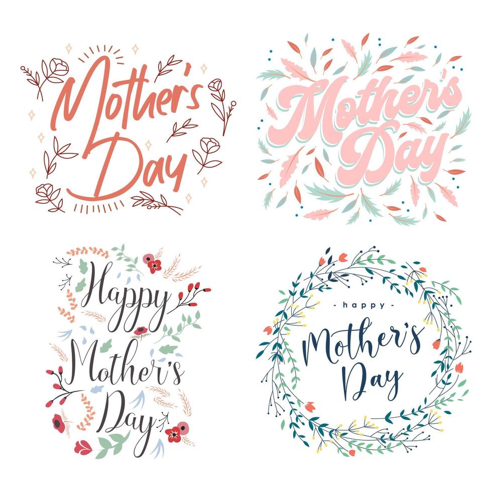 feliz dia de la madre conjunto floral vector