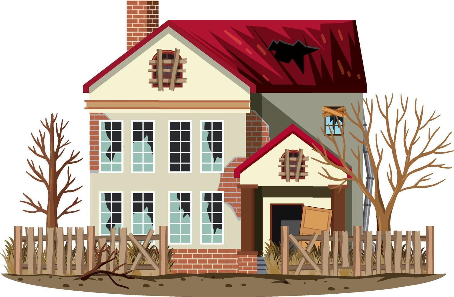 Abandoned house on white background vector