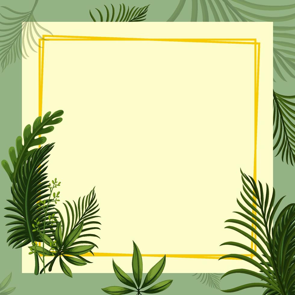 marco cuadrado de plantilla de follaje tropical vector