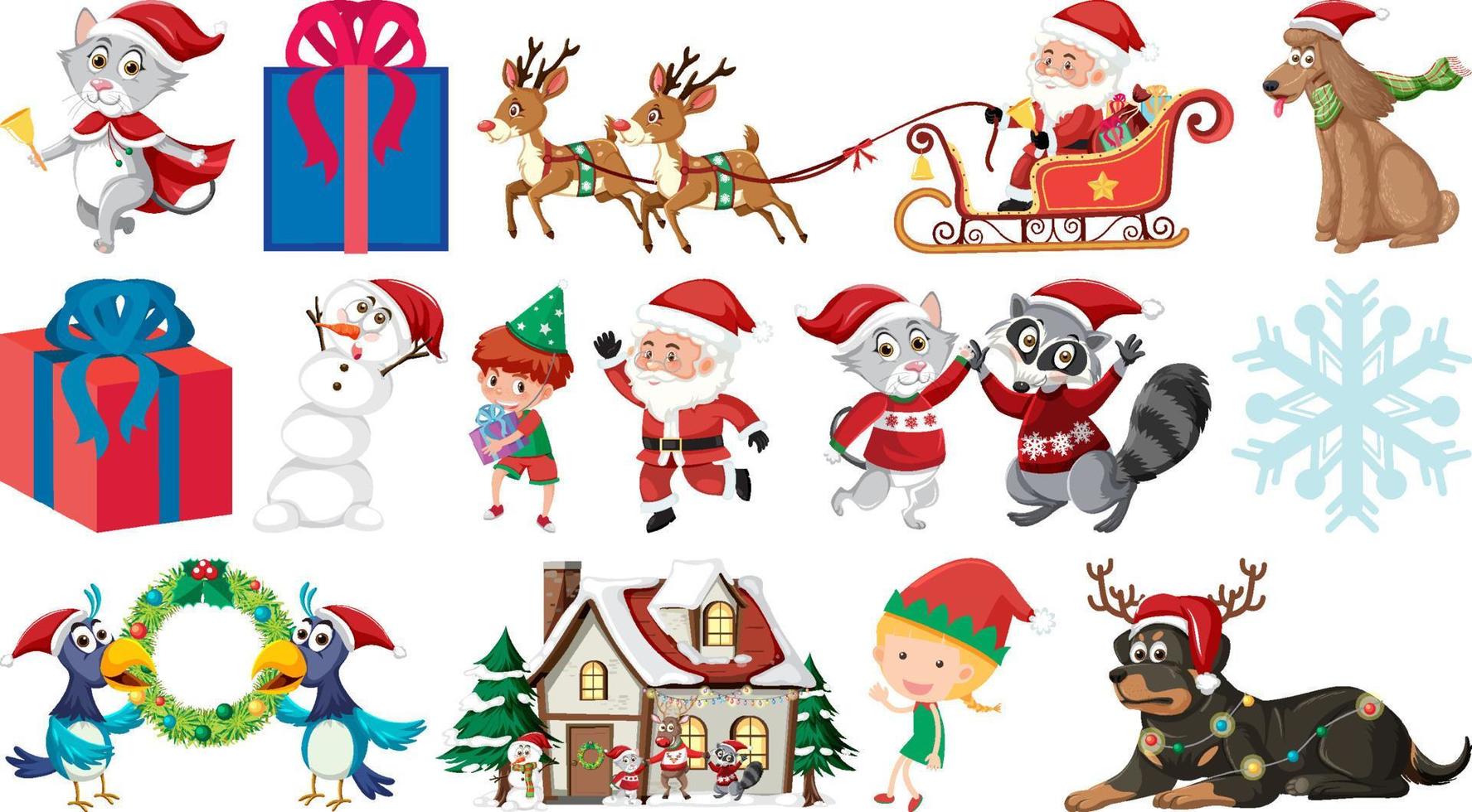 Set of isolated objects of christmas theme vector