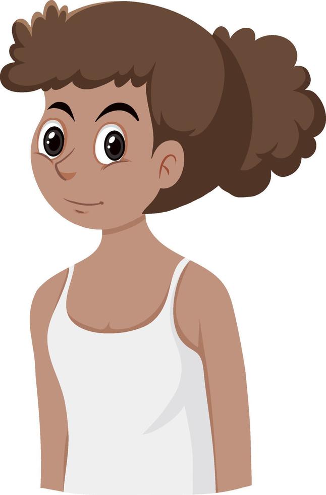 chica bronceada viste camiseta blanca sin mangas vector