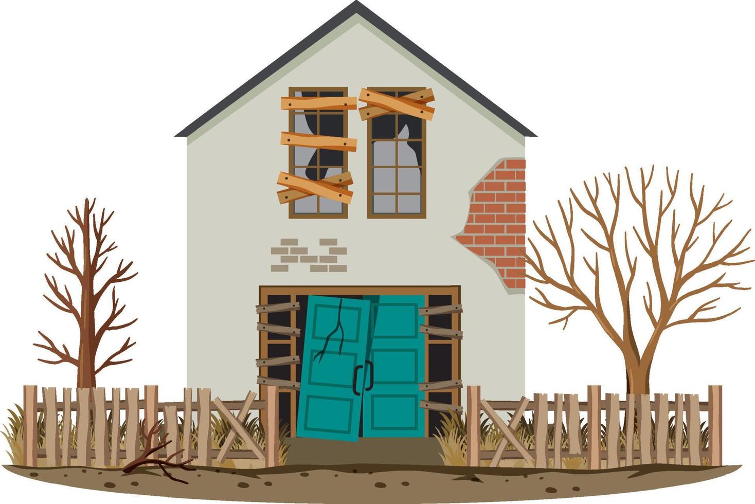 Abandoned house on white background vector