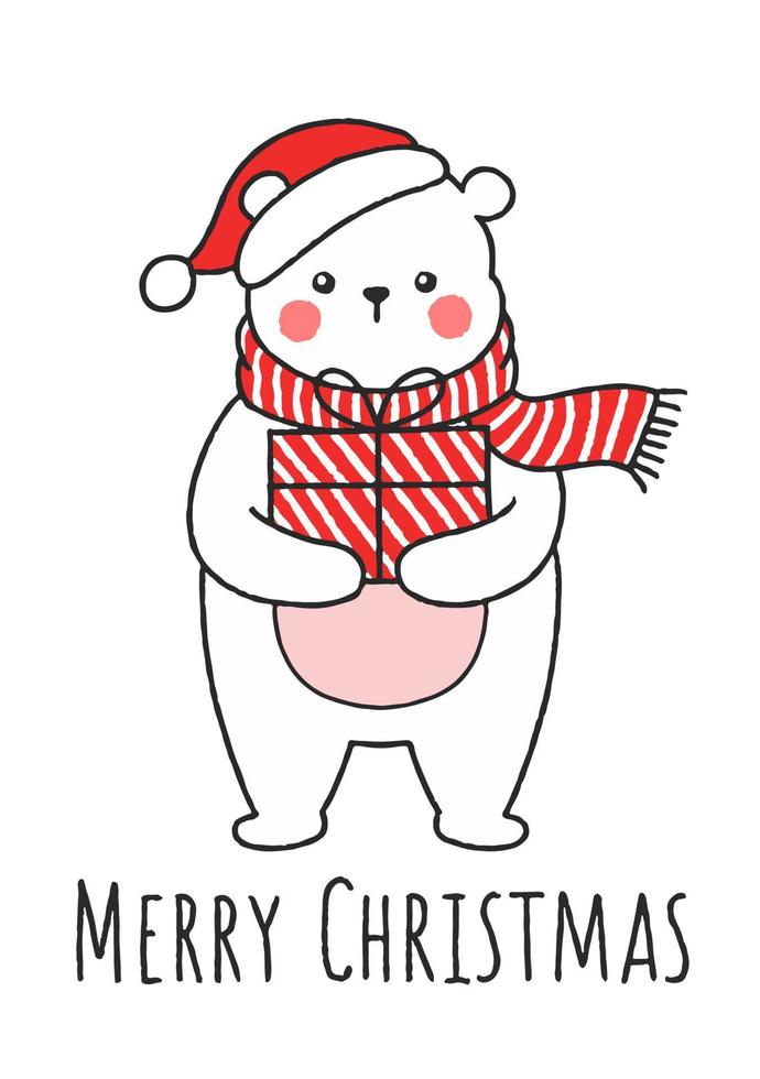 lindo oso polar navideño dibujado a mano con caja actual 4654874 Vector en  Vecteezy