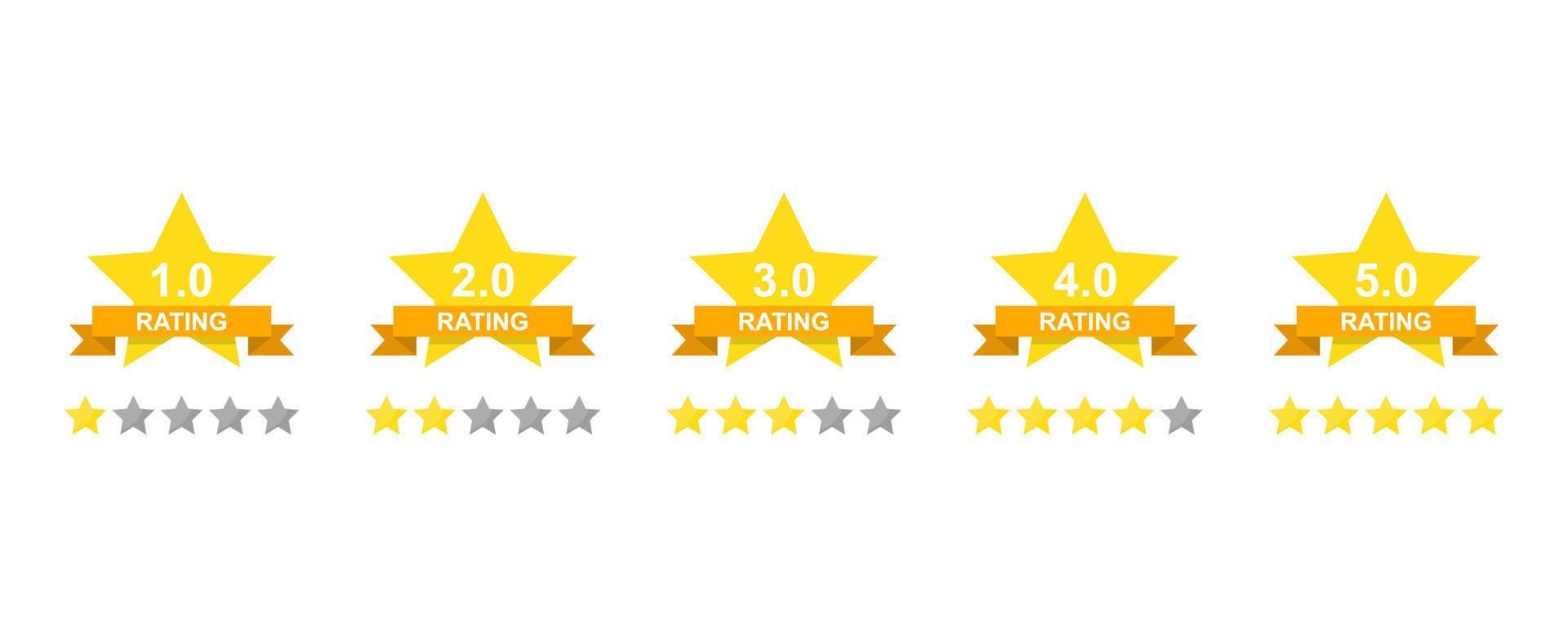 Star rating set icon. Vector in flat design