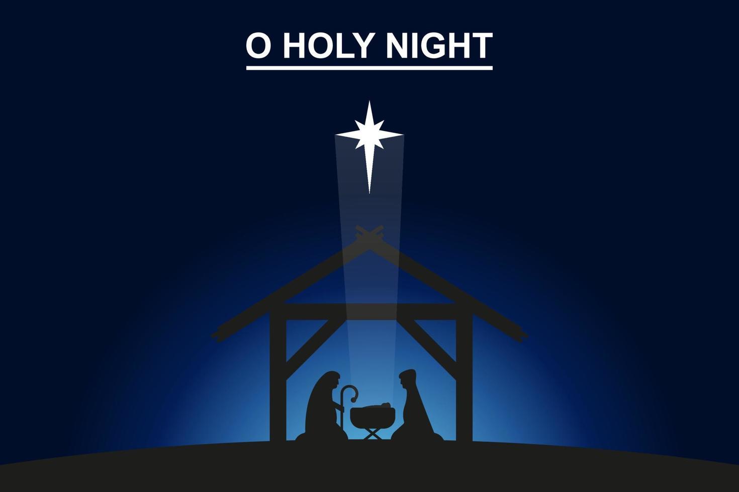 Christ was born, Joy to the World, Holy Christmas night, Joseph and Mary, star. Vector illustration