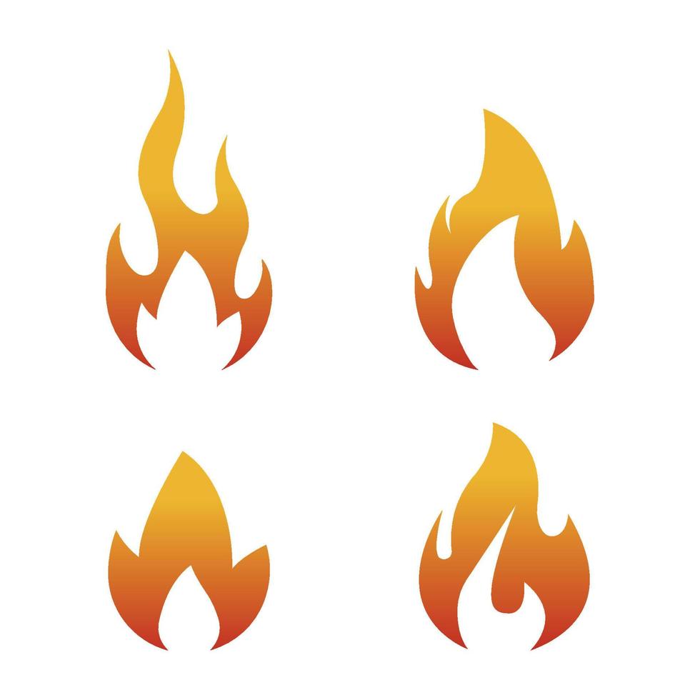 Conjunto de diferentes iconos de logotipo de fuego, vector en diseño plano