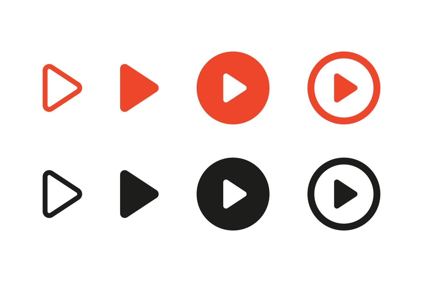 Set of different video player logo vector illustrations