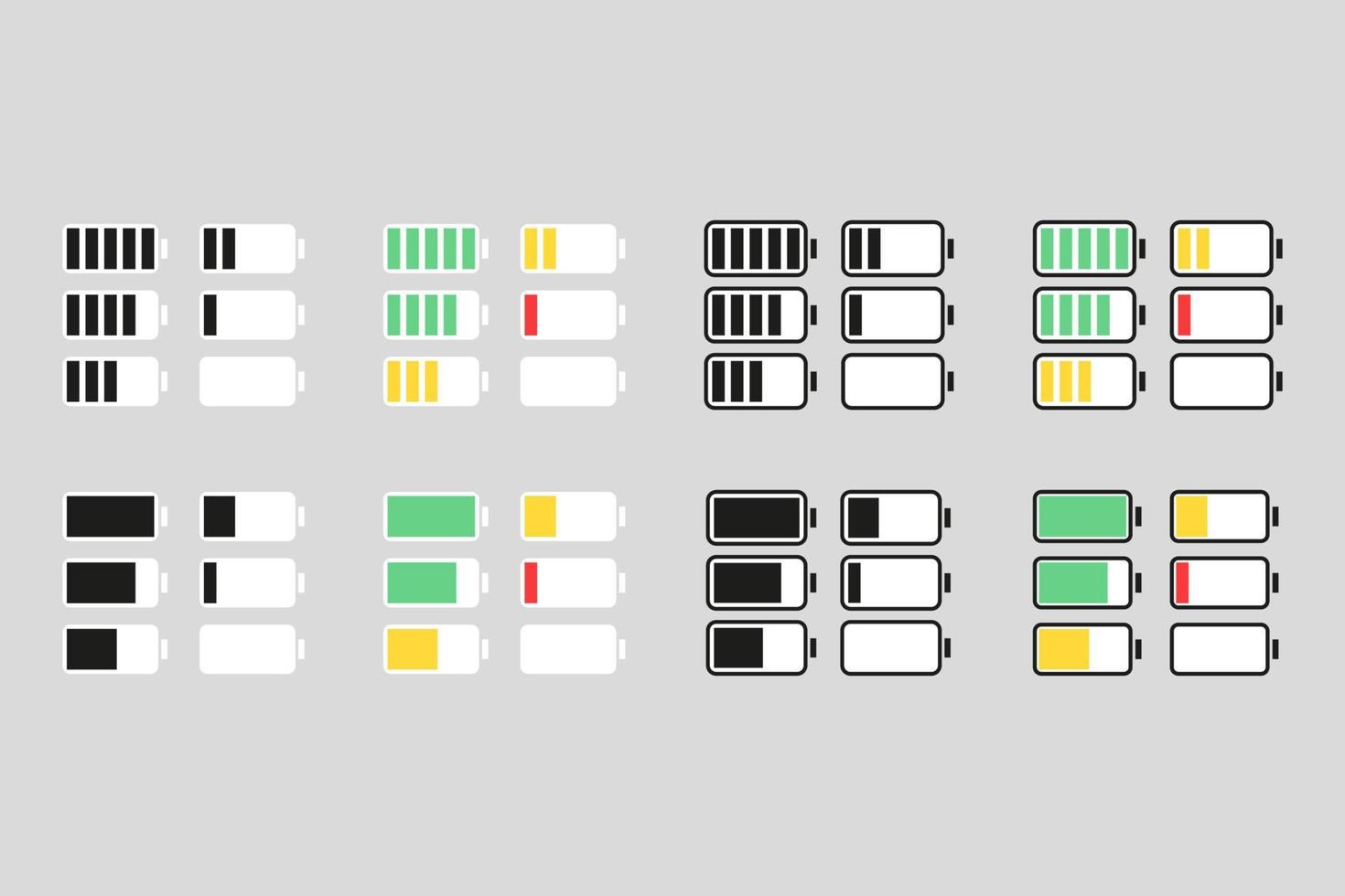 conjunto de diferentes iconos de batería, vector