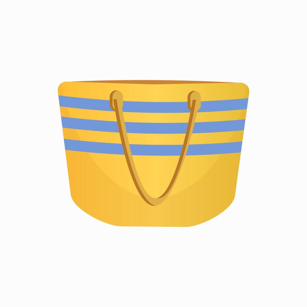 Eco beach bag with blue stripes on white background in cartoon style vector