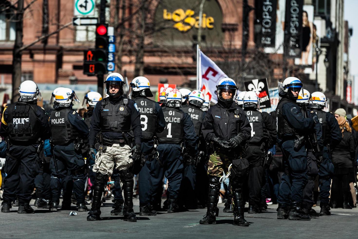 MONTREAL, CANADA APRIL 02 2015 - Riot in the Montreal Streets to counter the Economic Austerity Measures. photo