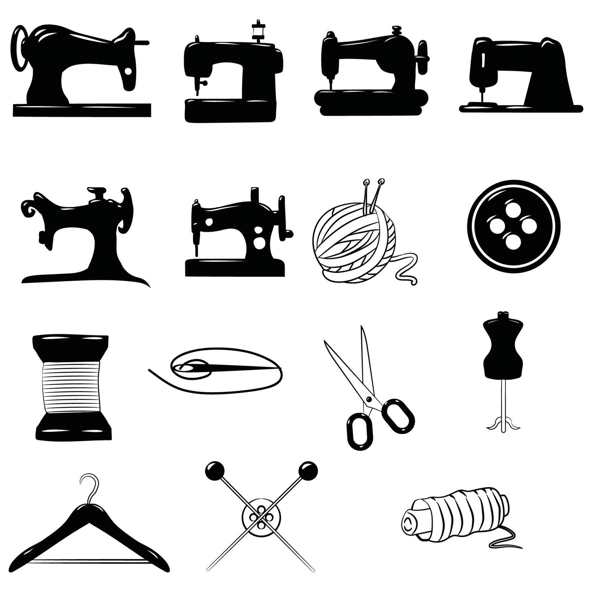 Sewing machine in continuous line art drawing style. Abstract old style