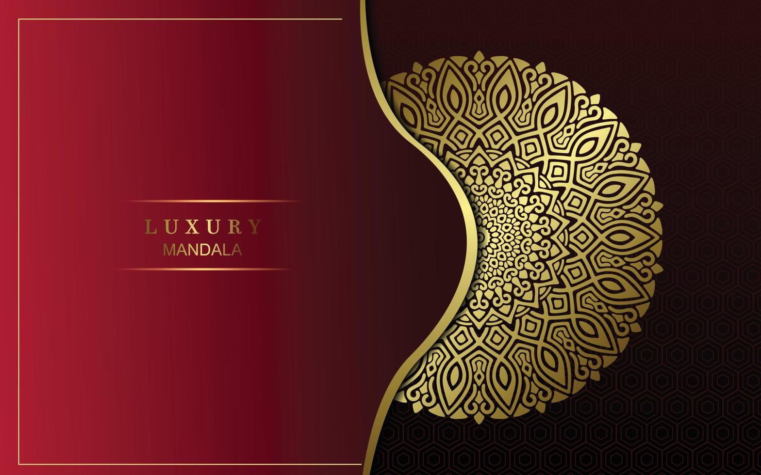 Luxury gold mandala ornate background for wedding invitation, book cover vector