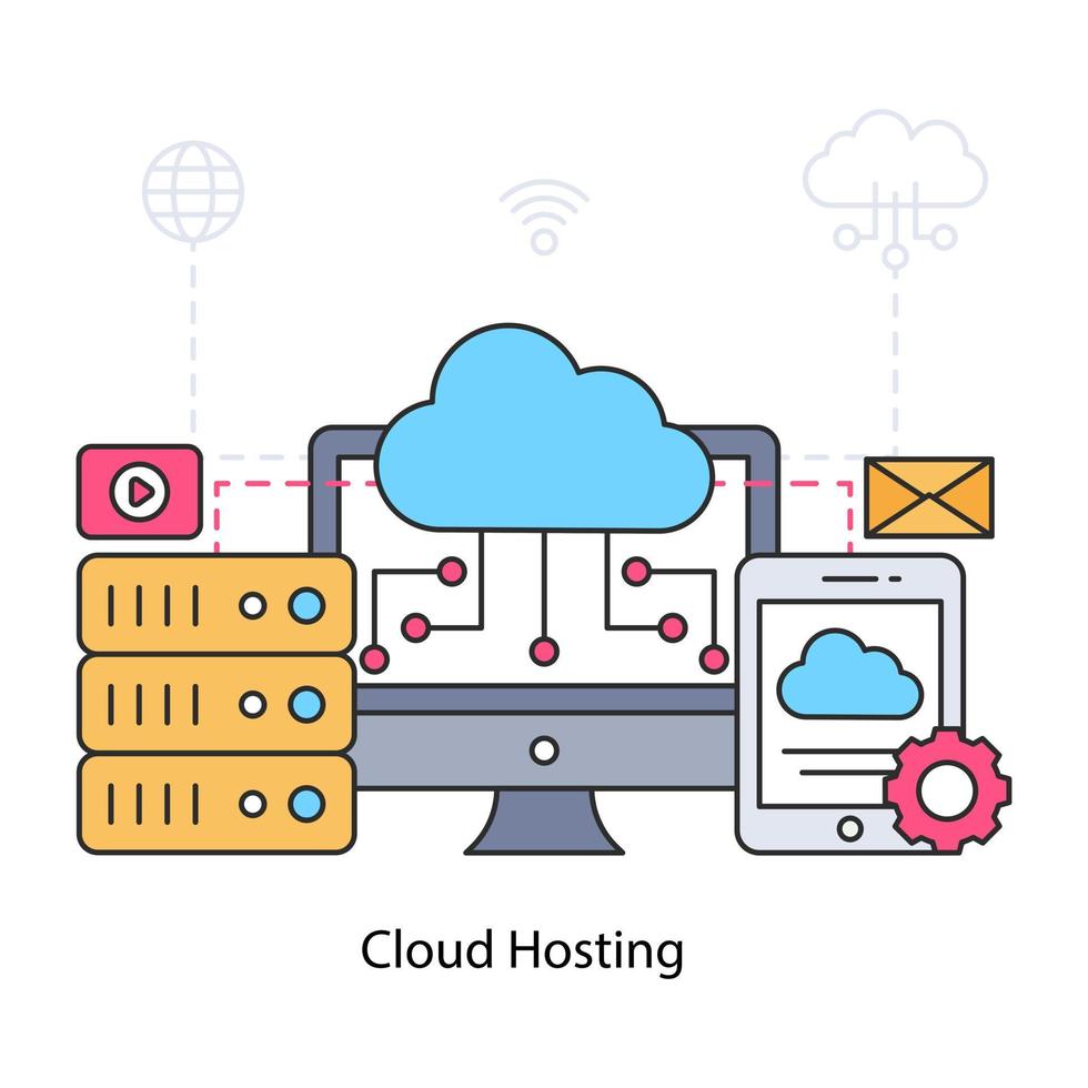 Modern design illustration of cloud hosting vector