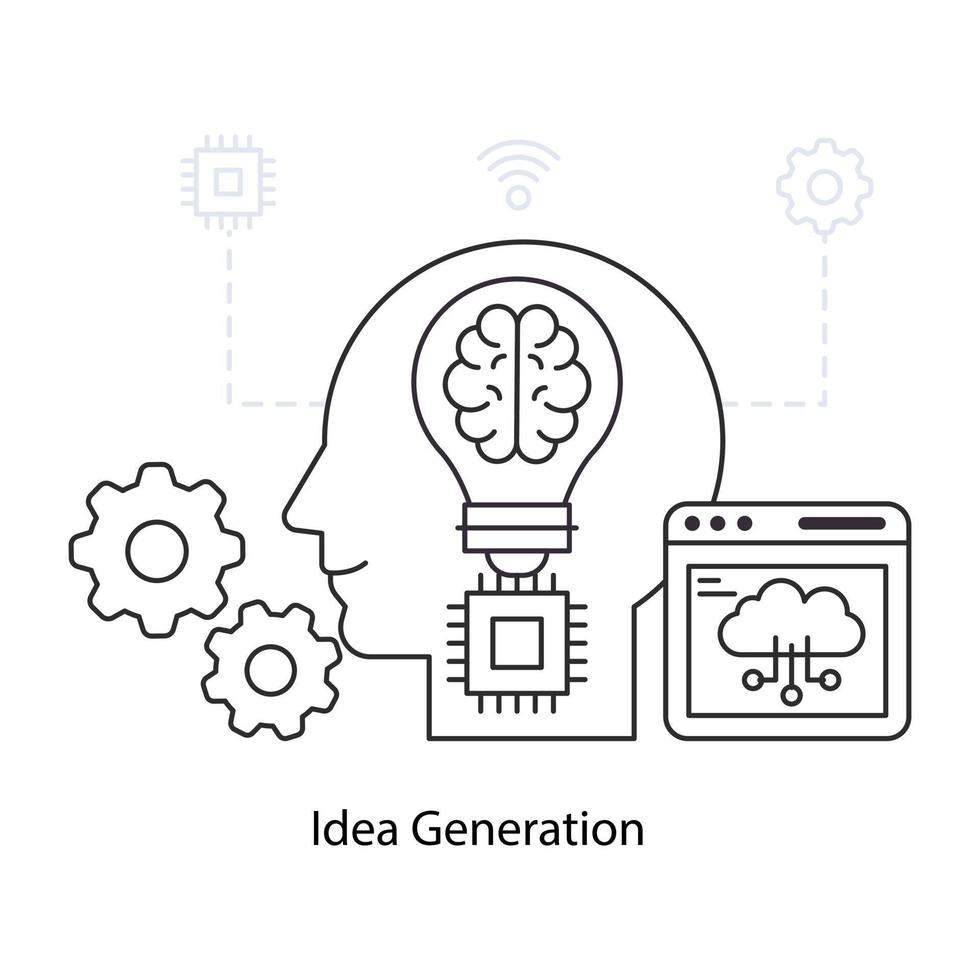 A flat design illustration of idea generation vector