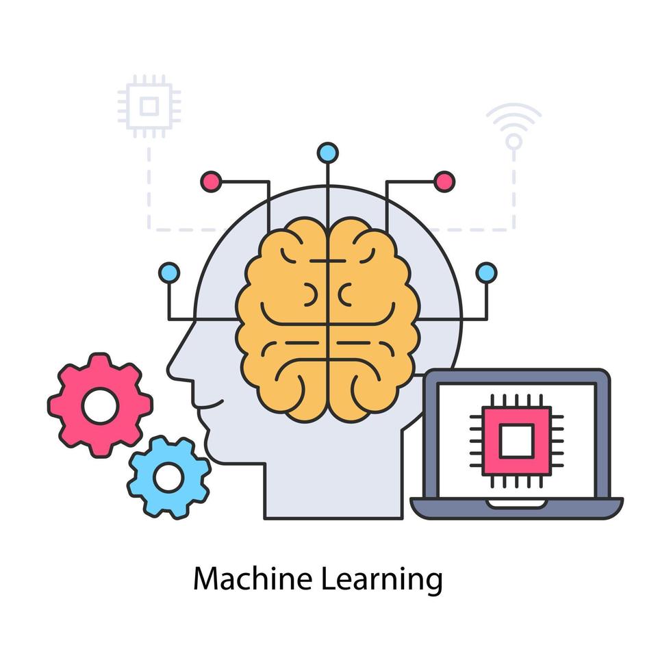 icono de diseño de moda de aprendizaje automático vector