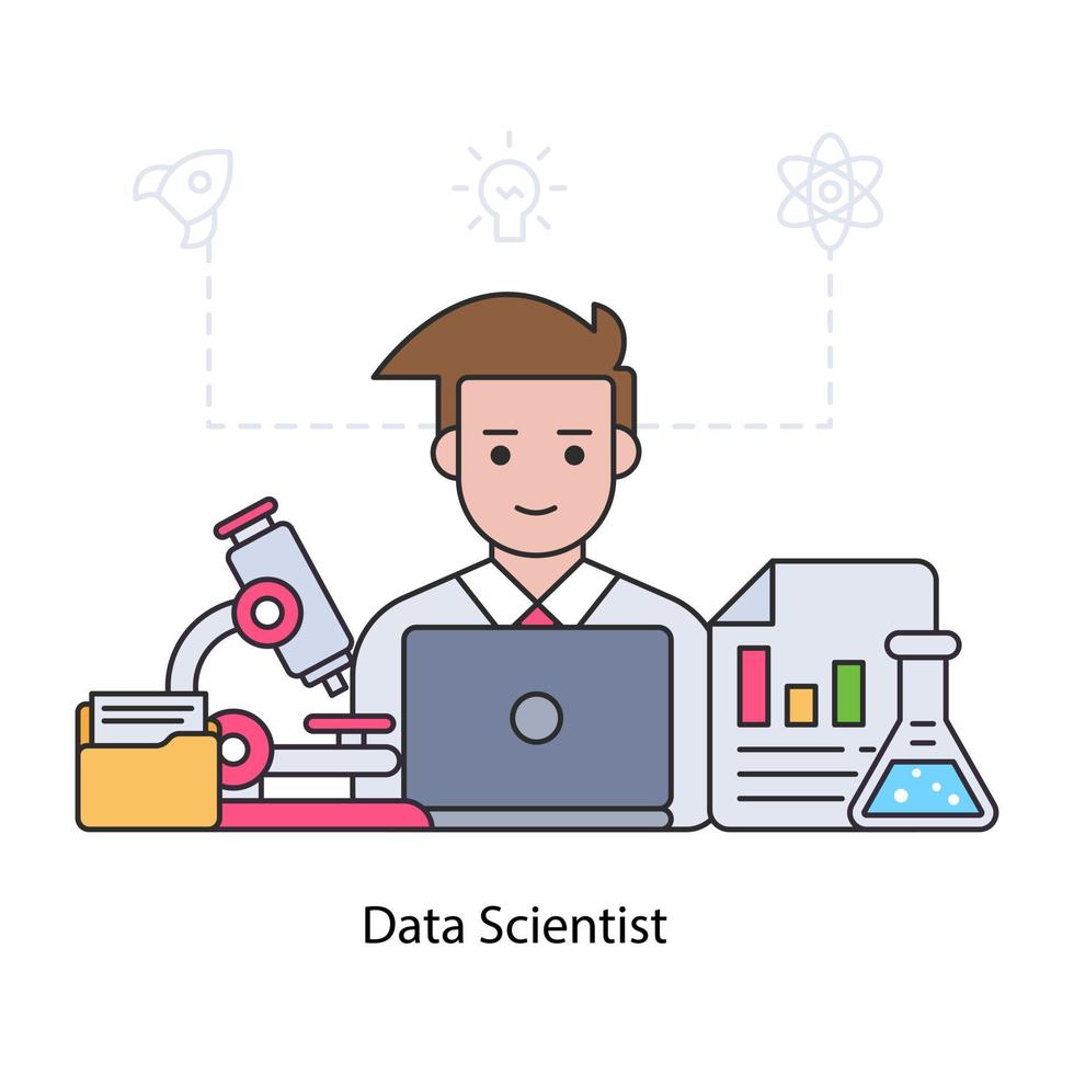 un diseño de ilustración de un científico de datos vector