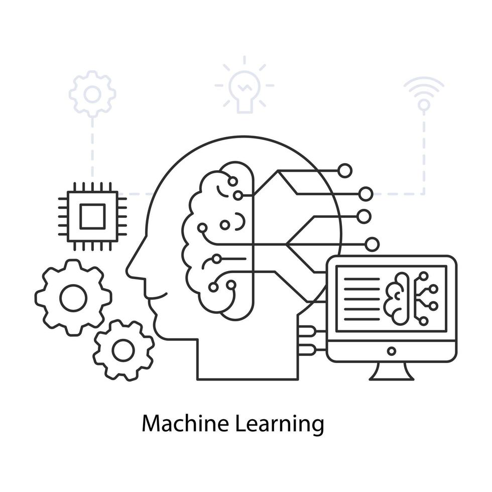 Trendy design illustration of machine learning vector