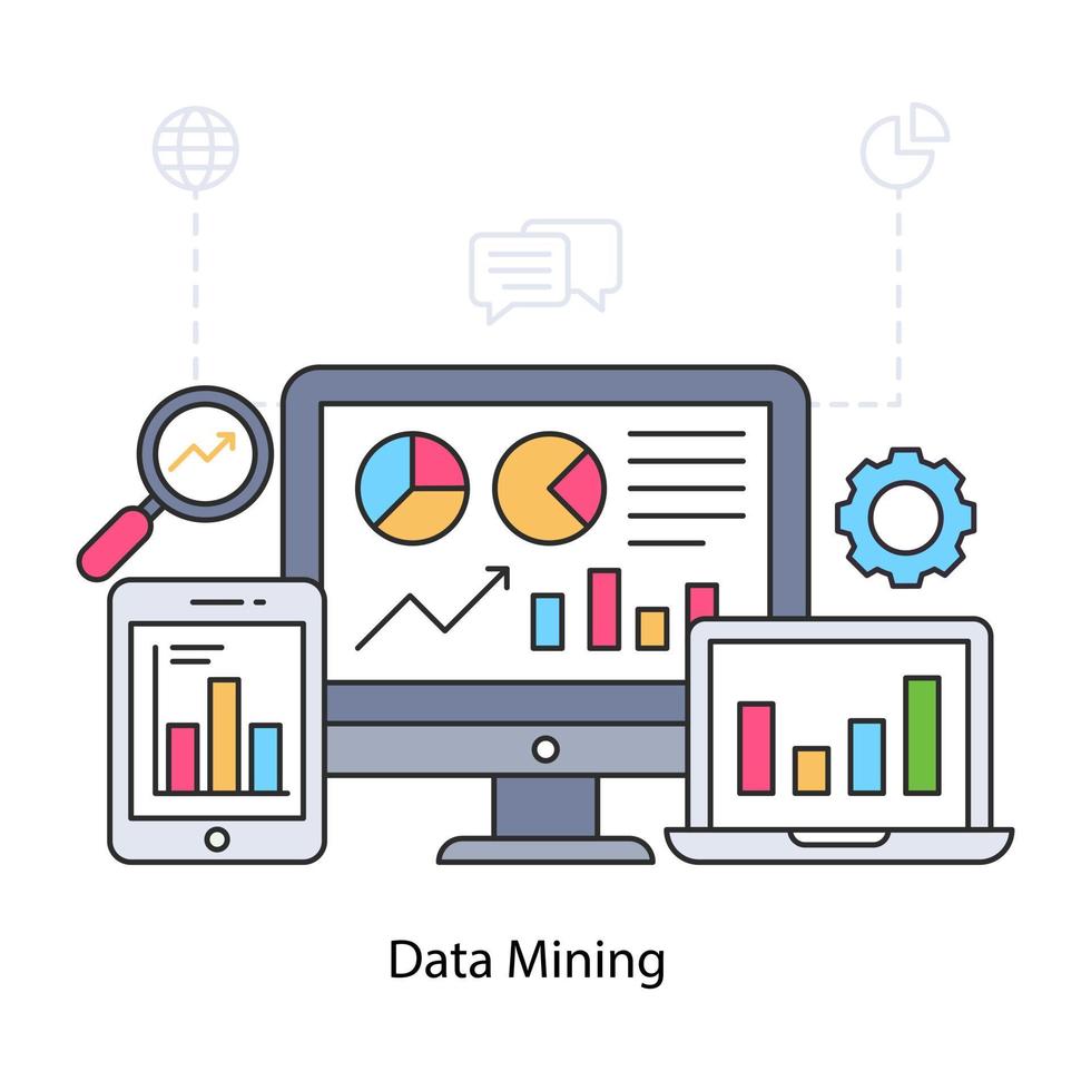 A perfect design illustration of data mining vector