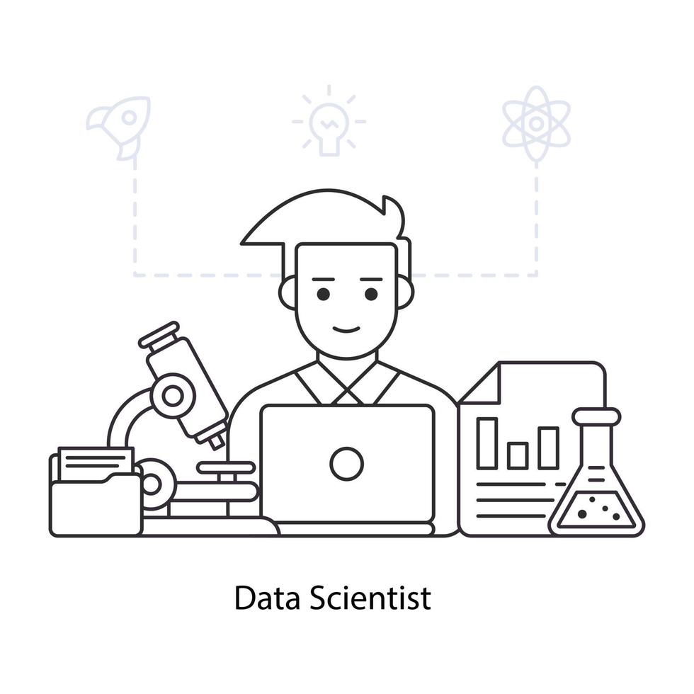 un diseño de ilustración de un científico de datos vector