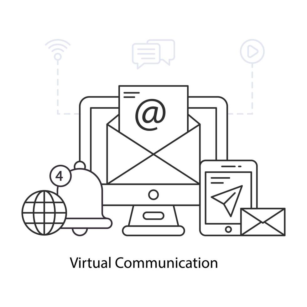 una perfecta ilustración de diseño de comunicación virtual vector