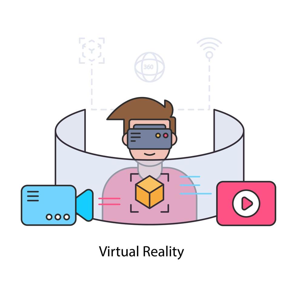 An editable design illustration of virtual reality vector