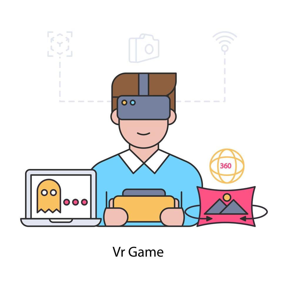 virtual Reality game illustration, editable vector