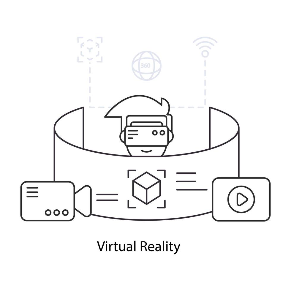 An editable design illustration of virtual reality vector