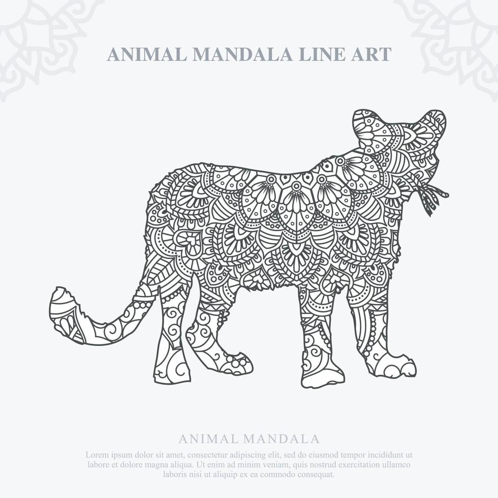 Animal Mandala. Vintage decorative elements. Oriental pattern, vector illustration.