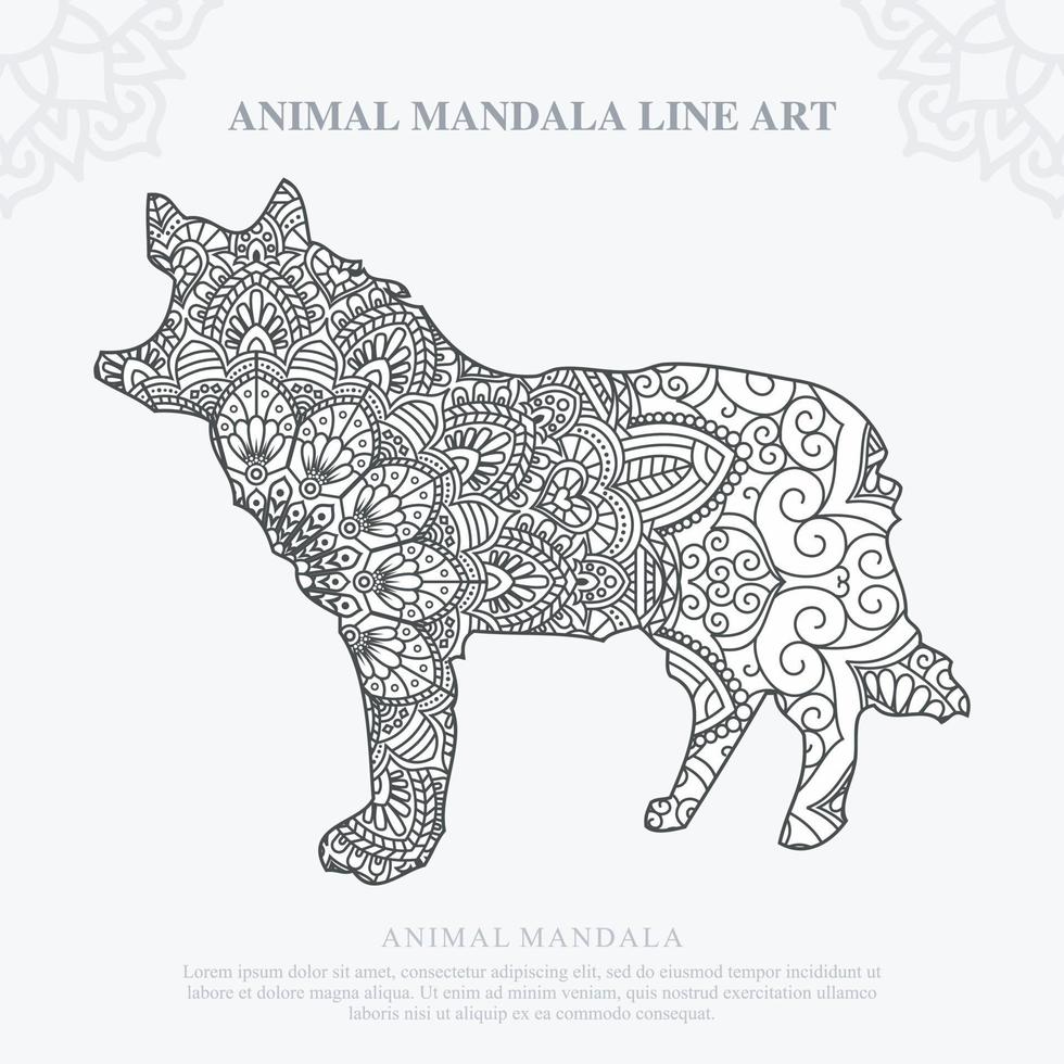 Animal Mandala. Vintage decorative elements. Oriental pattern, vector illustration.