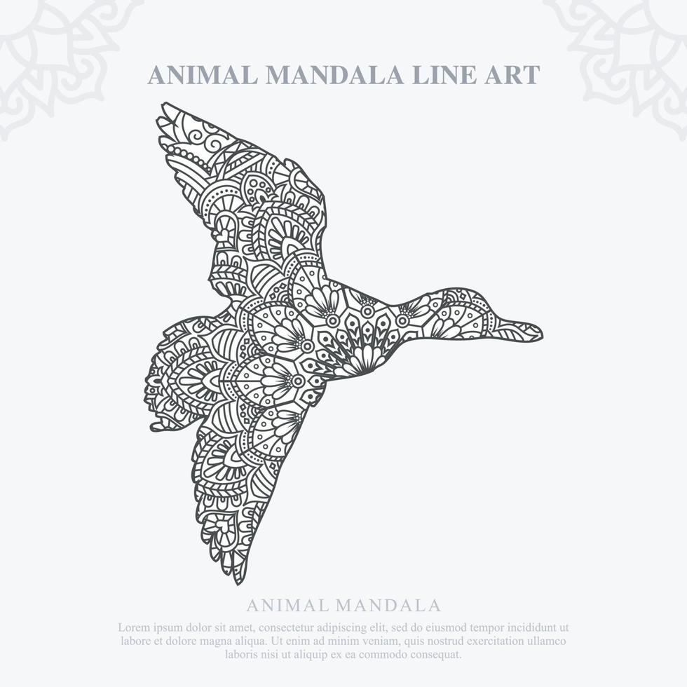 Animal Mandala. Vintage decorative elements. Oriental pattern, vector illustration.