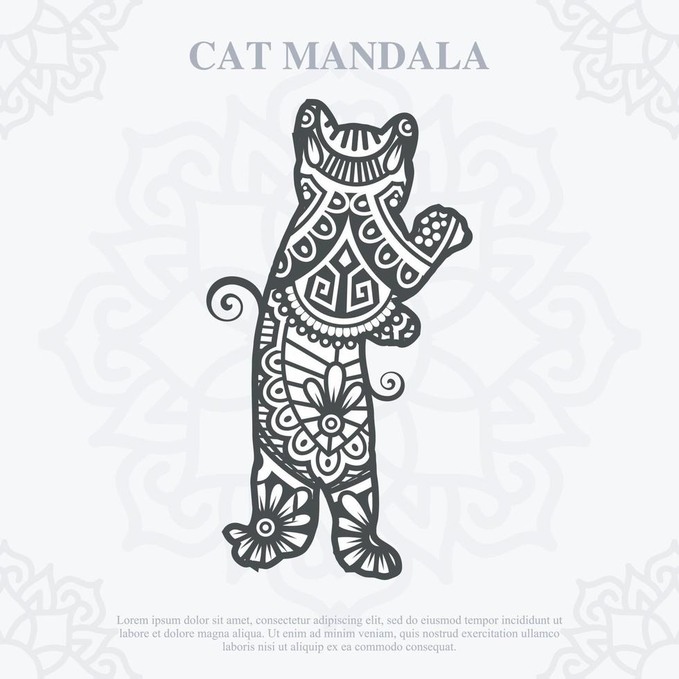 Cat Mandala. Vintage decorative elements. Oriental pattern, vector illustration.