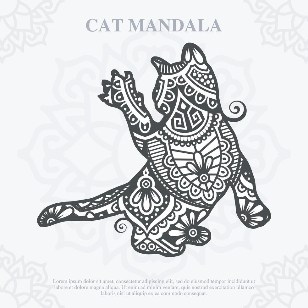 Cat Mandala. Vintage decorative elements. Oriental pattern, vector illustration.