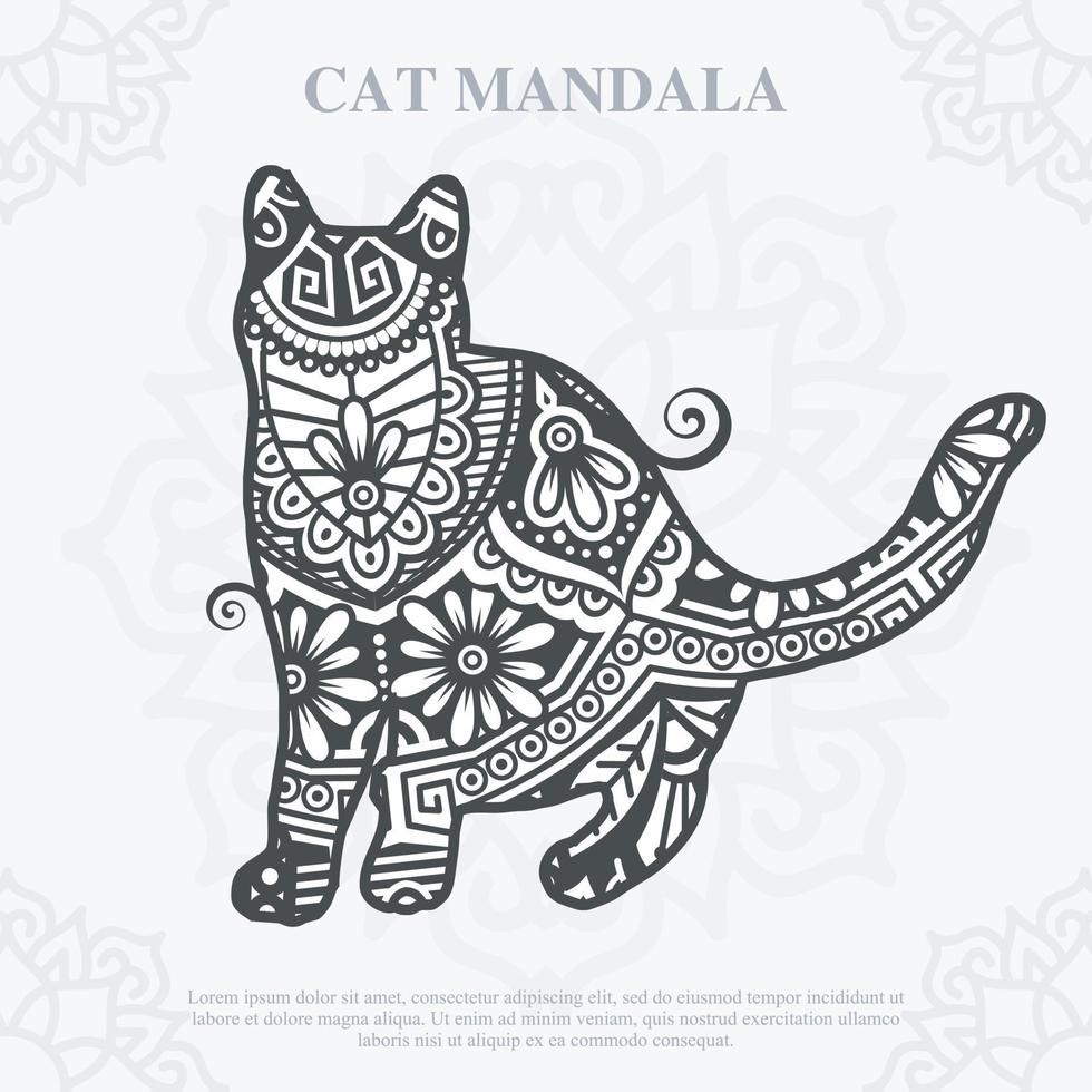 Cat Mandala. Vintage decorative elements. Oriental pattern, vector illustration.