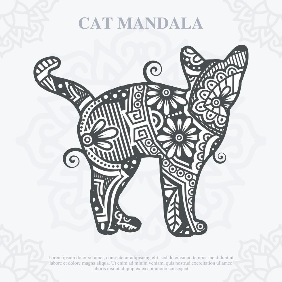 Cat Mandala. Vintage decorative elements. Oriental pattern, vector illustration.