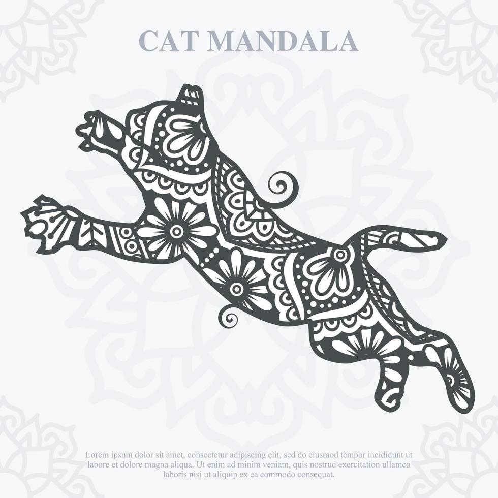 Cat Mandala. Vintage decorative elements. Oriental pattern, vector illustration.