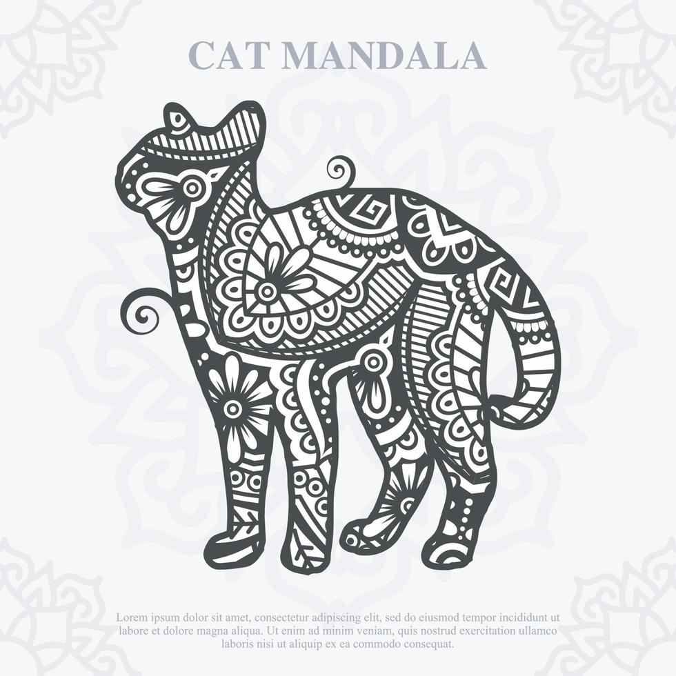 mandala de gato. elementos decorativos vintage. patrón oriental, ilustración vectorial. vector