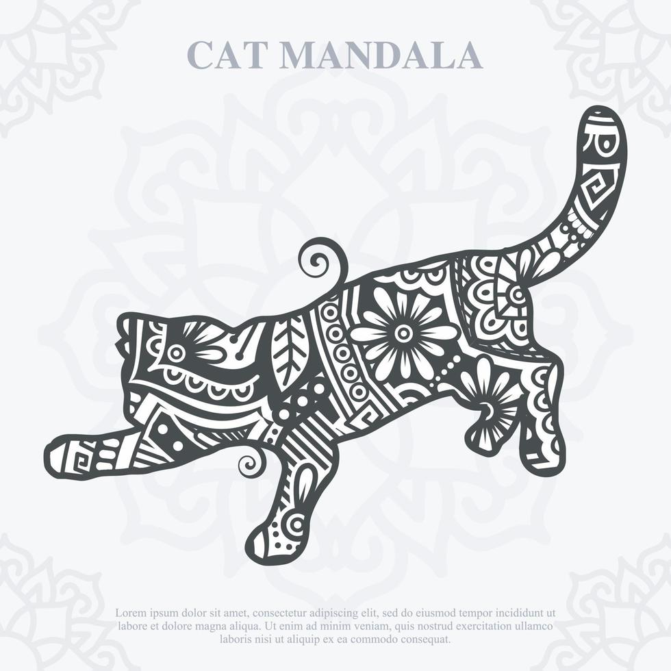 Cat Mandala. Vintage decorative elements. Oriental pattern, vector illustration.