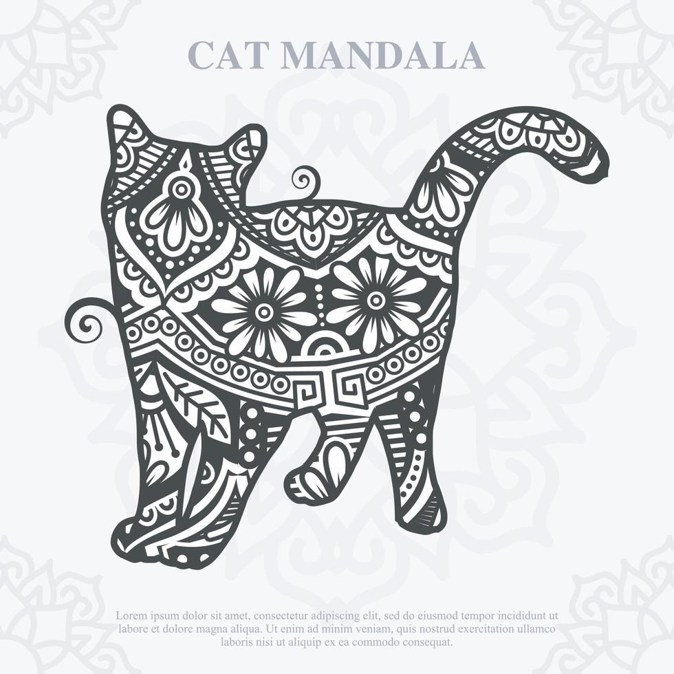 mandala de gato. elementos decorativos vintage. patrón oriental, ilustración vectorial. vector