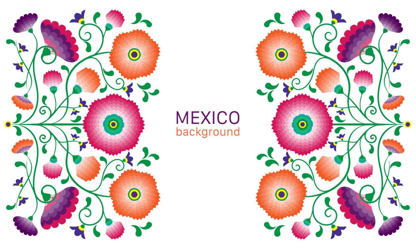 Embroidery native flowers folk pattern with Polish and Mexican influence. Trendy ethnic decorative traditional floral in symmetric design, for fashion, interior, stationery. Vector isolated on white