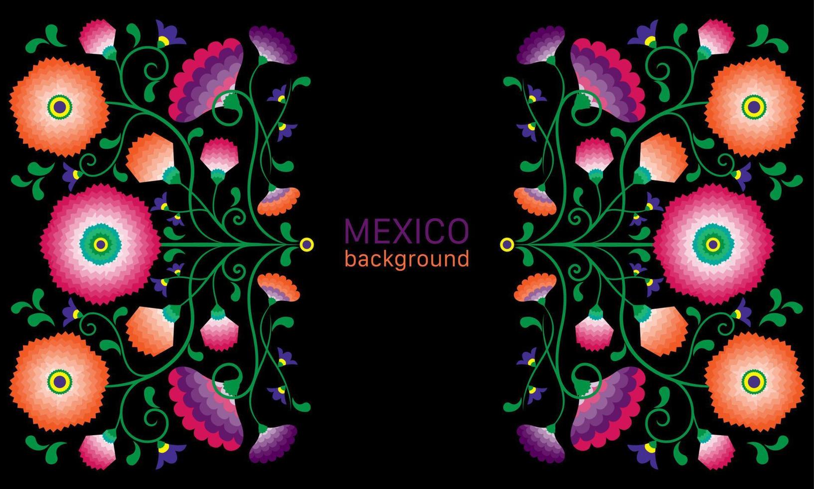 bordado de flores nativas patrón folclórico con influencia polaca y mexicana. floral tradicional decorativo étnico de moda en diseño simétrico, para moda, interior, papelería. vector aislado en negro