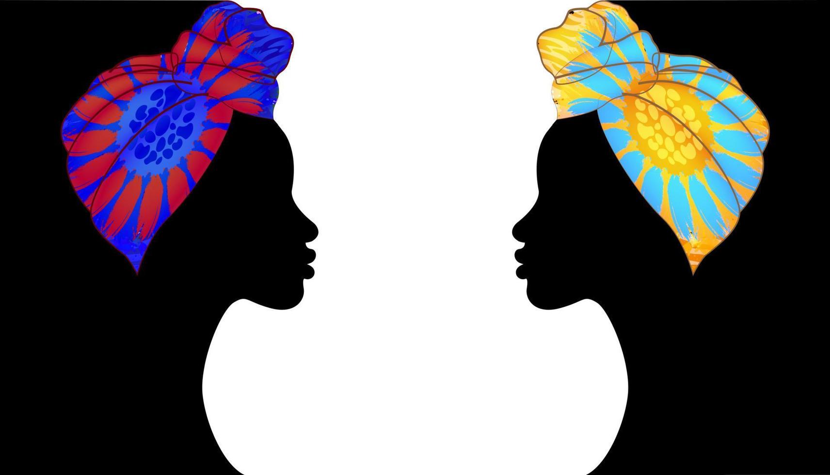 bandera tribal africana, retrato hermosa mujer afro. shenbolen ankara headwrap mujeres africanas tradicionales headtie bufanda turbante. vector mujeres étnicas batik fondo de tela