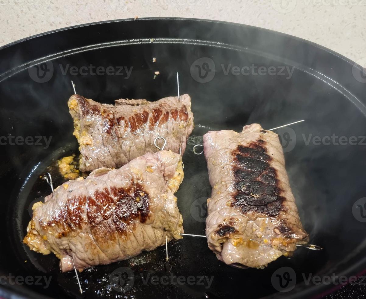 traditional german Food Beef Roulade with red cabbage photo