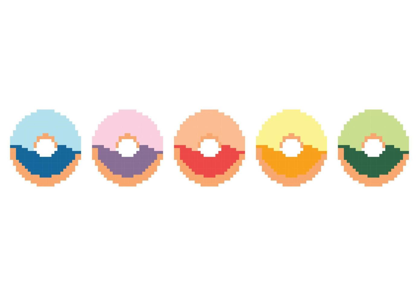 una colección de ilustraciones de donas en estilo pixel vector